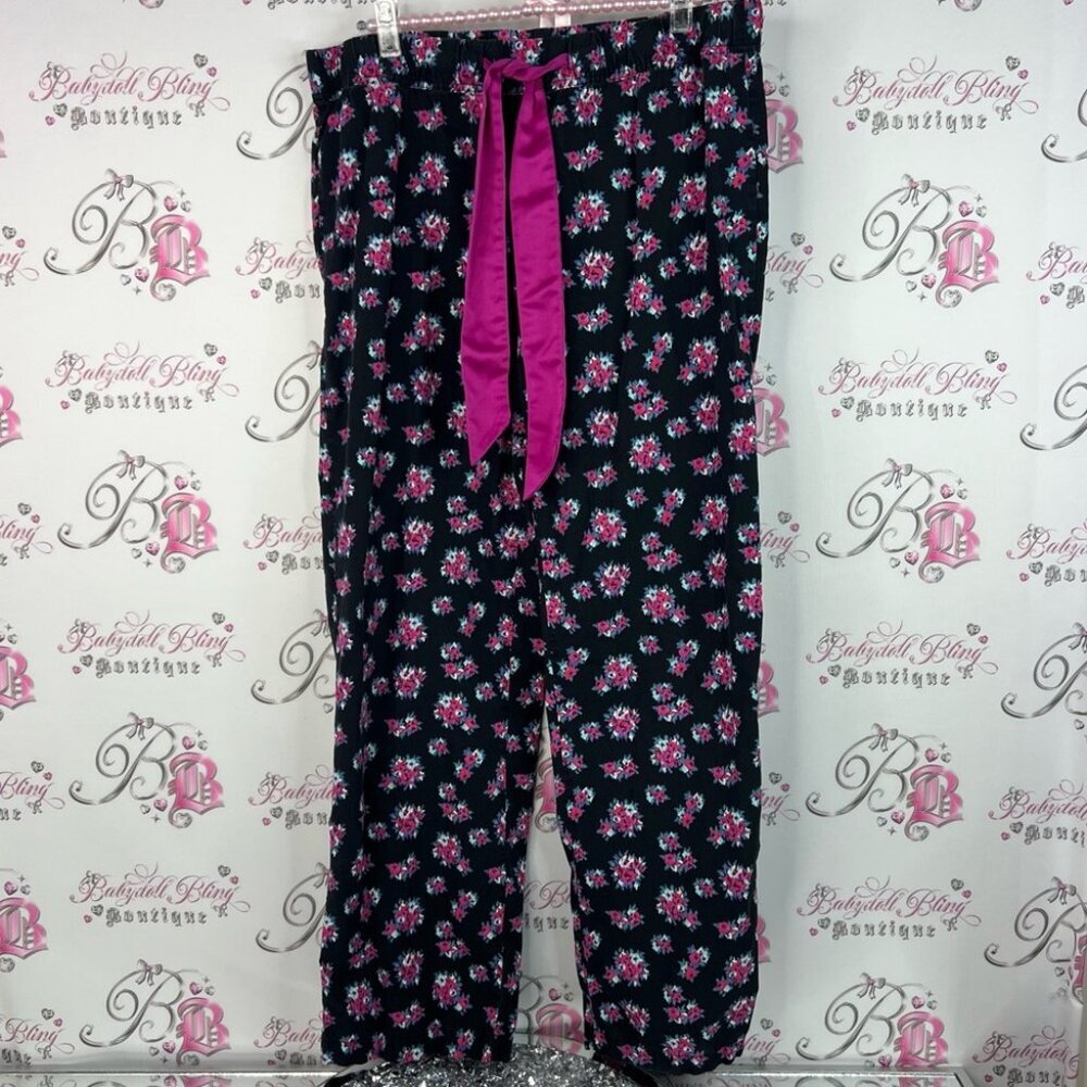 La SENZA pants flowers Floral Bottoms with Pink and Black blue